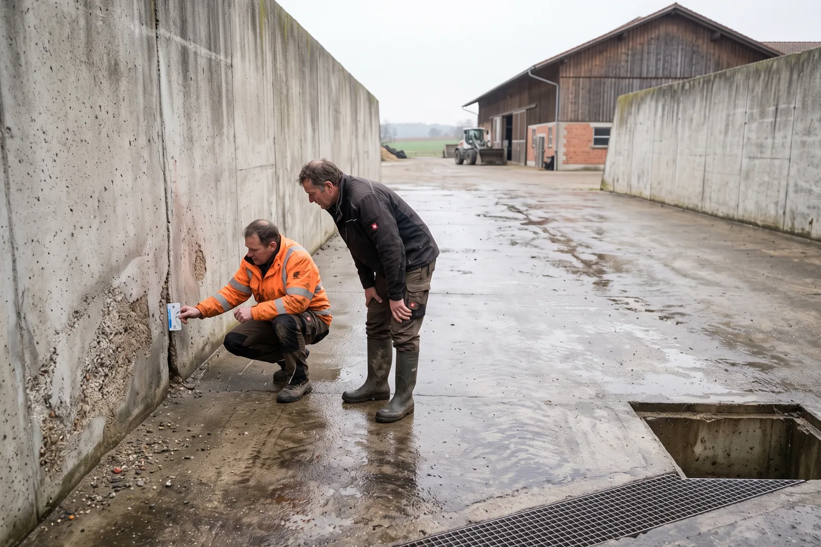 Fahrsilo nach dem Räumen mit Riss in der Sohle