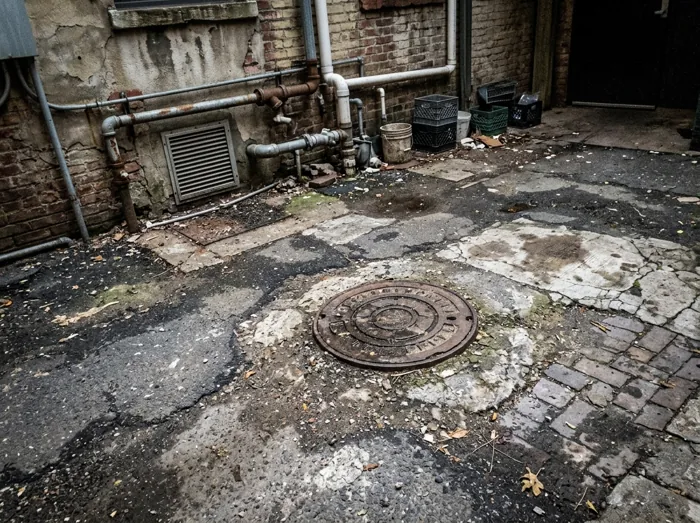 Beispielfoto: Schachtdeckel mit Platz ringsum