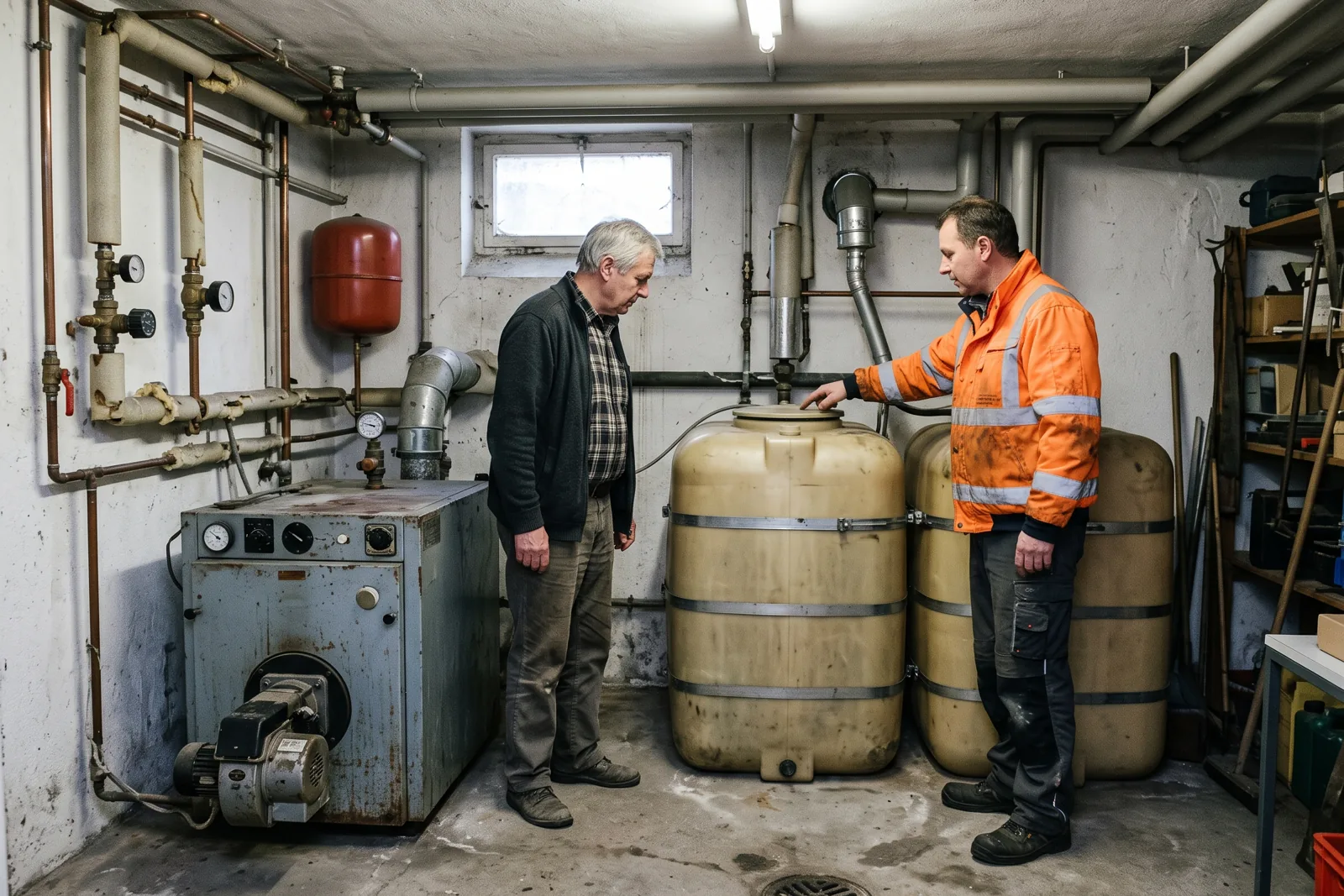Batterietank im Keller eines Wohnhauses